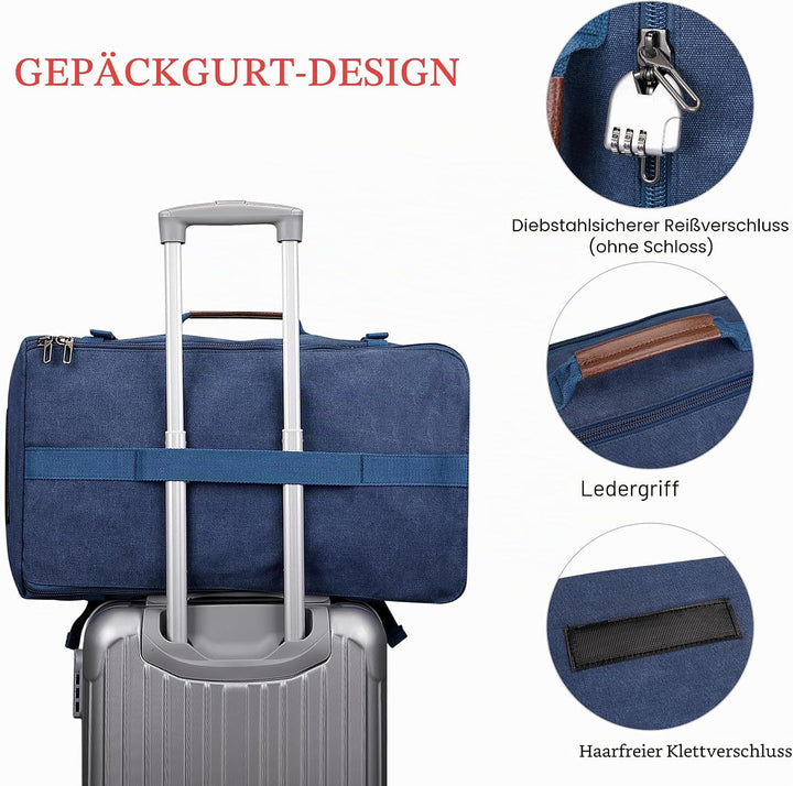 WITZMAN Reiserucksack Herren Gross Canvas Laptop Rucksack Convertible Reisetasche Rucksack Herren Fi