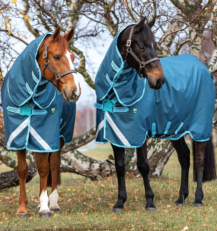Horseware Amigo Ameco Bravo 12 Plus Medium 250g Turnout Decke mit abhnembarem Halsteil Dark Blue 6'0