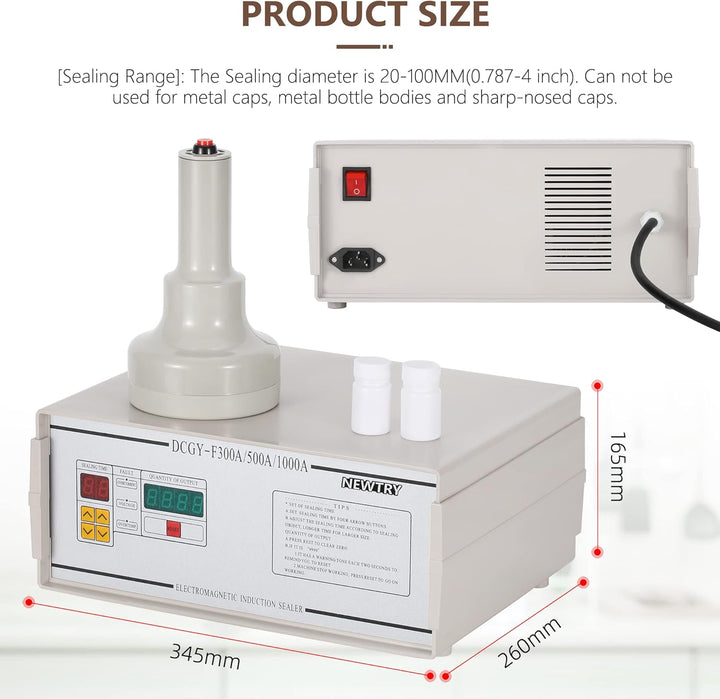 NEWTRY 20-100mm DCGY-500 Induktionsdichtungsmaschine, Elektrische Aluminiumfolie-Dichtungsmaschine f