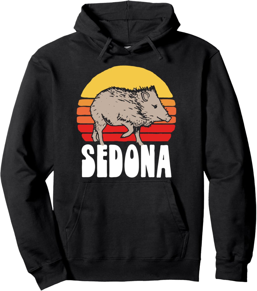Sedona Javelina Vintage Retro 80s Sunset Cute Funny Arizona Pullover Hoodie