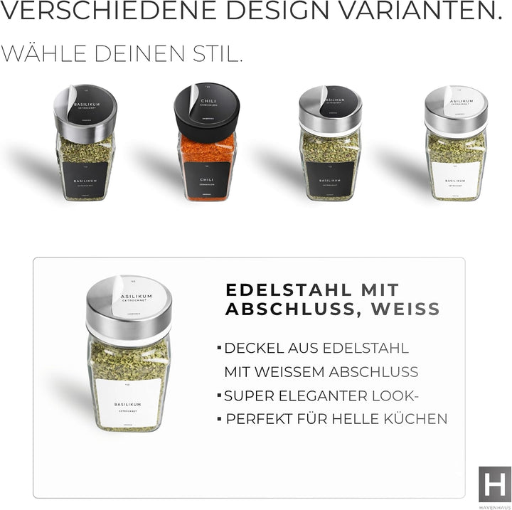 Gewürzgläser Set | hochwertiges Komplettset aus 24x Gewürz Gläser [120ml] inkl. 336 deutschen Gewürz