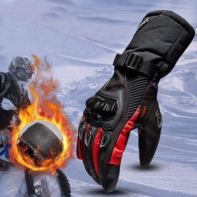 Riloer Motorradhandschuhe Leder Winter Wasserdicht Outdoor Radfahren Handschuhe Touchscreen Resistan