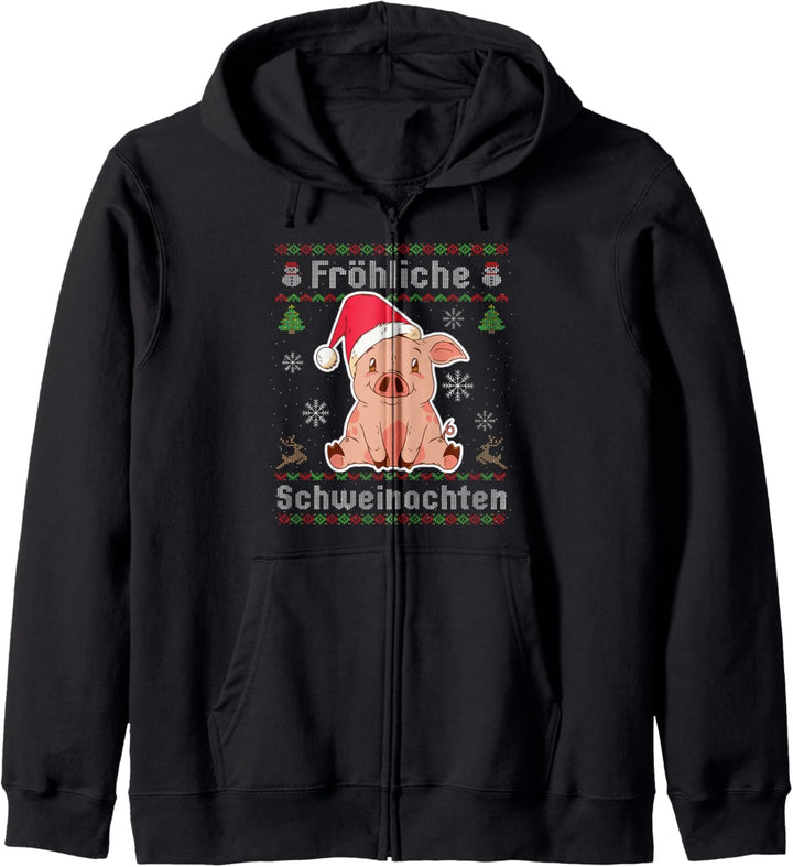 Frohe Schweinachten Weihnachten Ugly Christmas Schwein Kapuzenjacke