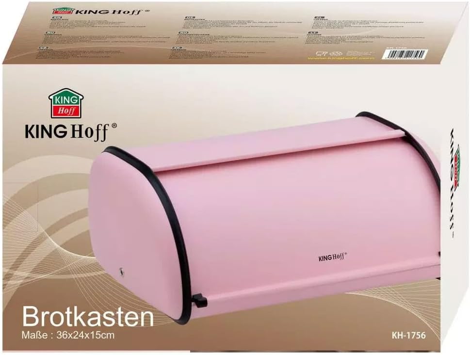 KING HOFF Brotkasten Brotbox Brotbehälter Brotdose (Rose, Kleine 36cm x 24cm x 15cm.) Rose 36cm x 24