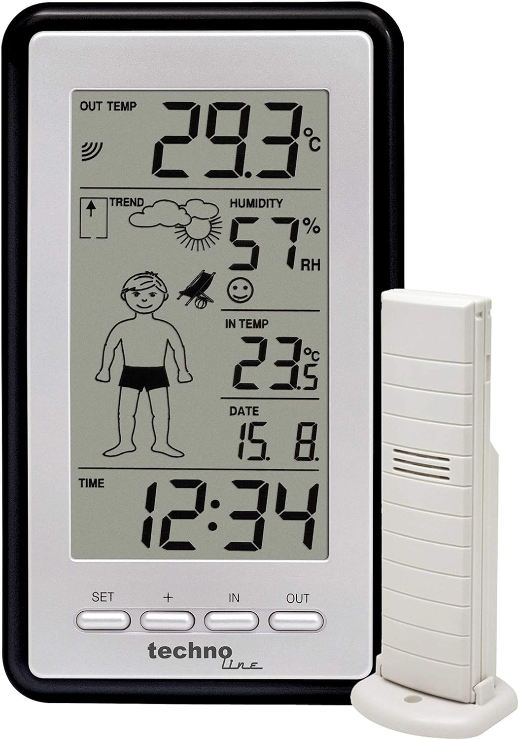 Technoline WS 9632 Wetterstation mit Vorhersage, grau & TFA Dostmann Schutzhülle für Sender Artikel,
