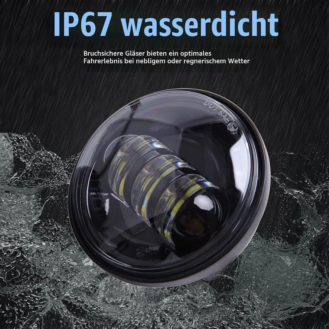 JMTBNO 2 STÜCKE 4,5 Zoll Nebelscheinwerfer 30W LED Motorrad Zusatzscheinwerfer Scheinwerfer Kompatib