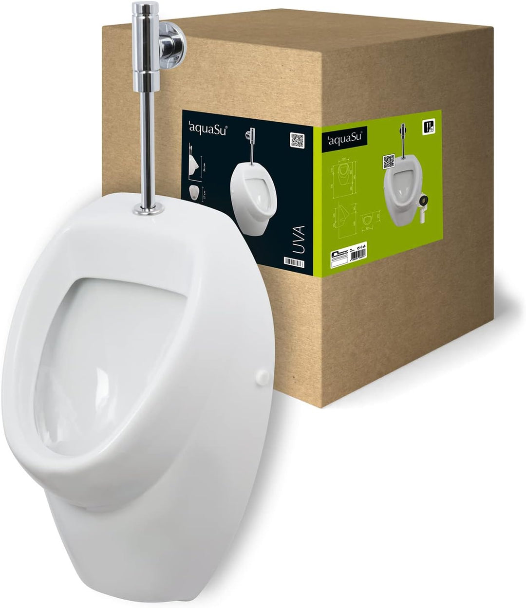 'aquaSu® Urinal Absaug-Urinal Set uVa | Inklusive Druckspüler und Absaugformstück | Zulauf von oben
