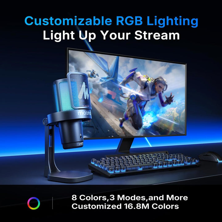 MAONO DGM20WS Wireless Mikrofon für PC, USB Mikrofon mit Mikrofonarm für Gaming & Streaming, Touch-G