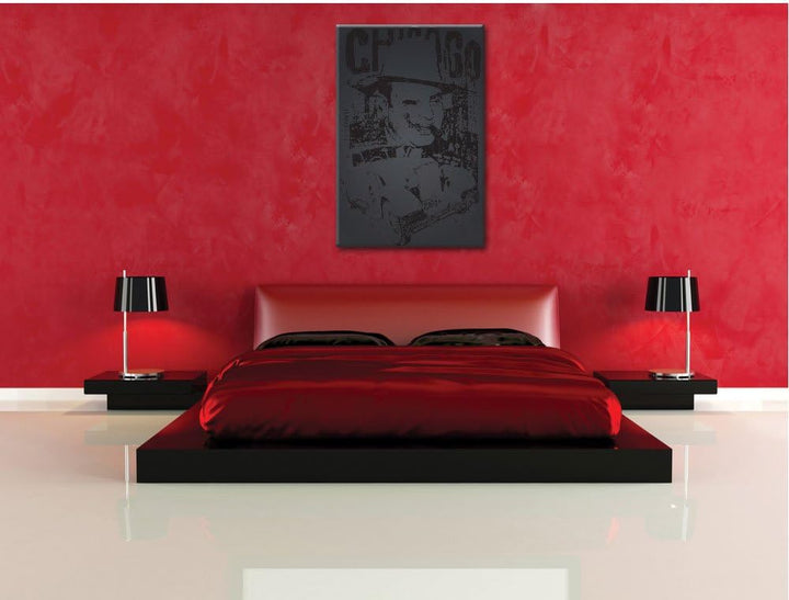 Pixxprint Chicago Black Bild auf Leinwand, XXL riesige Bilder fertig gerahmt mit Keilrahmen, Kunstdr