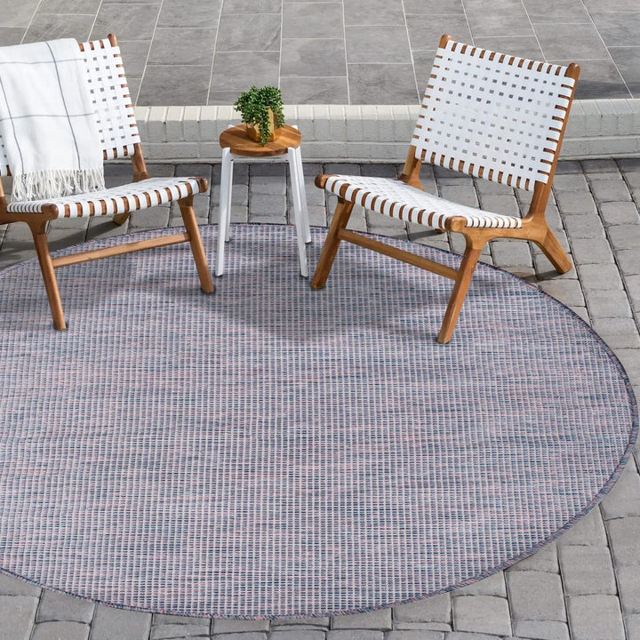 payé Outdoor Teppich Wetterfest Rund - Blau-Pink - 160cm - Küche Badezimmer Balkon Garten Terrassent