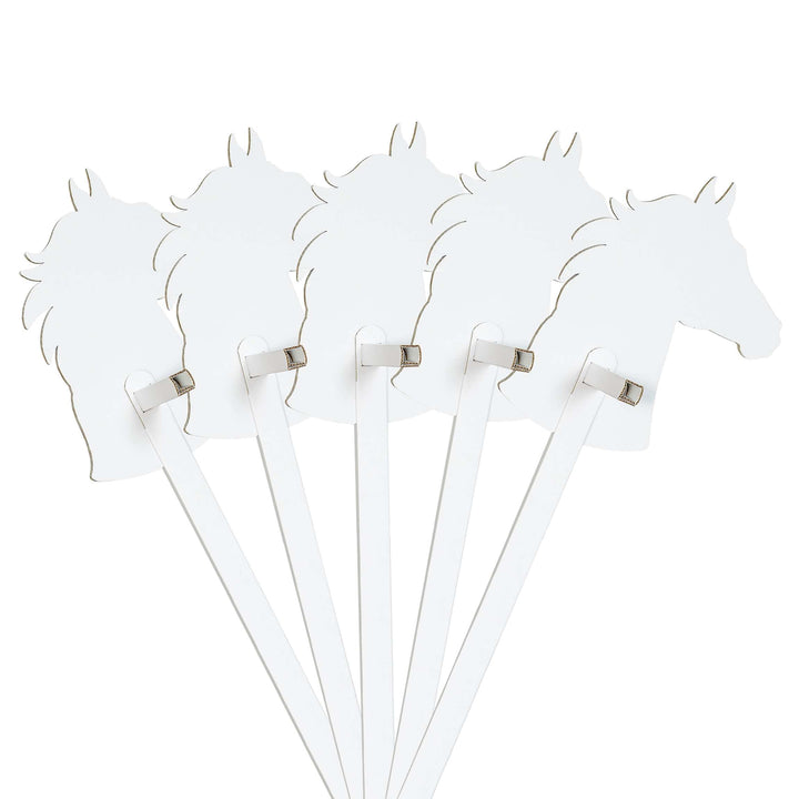 Steckenpferde Set aus Pappe 115 x 40 x 25 cm Hobbyhorse - Pferd weiss zum Bemalen und Bekleben Set P