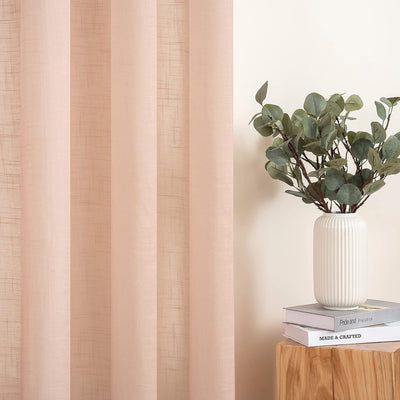 MIULEE 2er Set Voile Vorhang Sheer Leinenvorhang mit Ösen Transparente Leinen Optik Gardine Ösenscha
