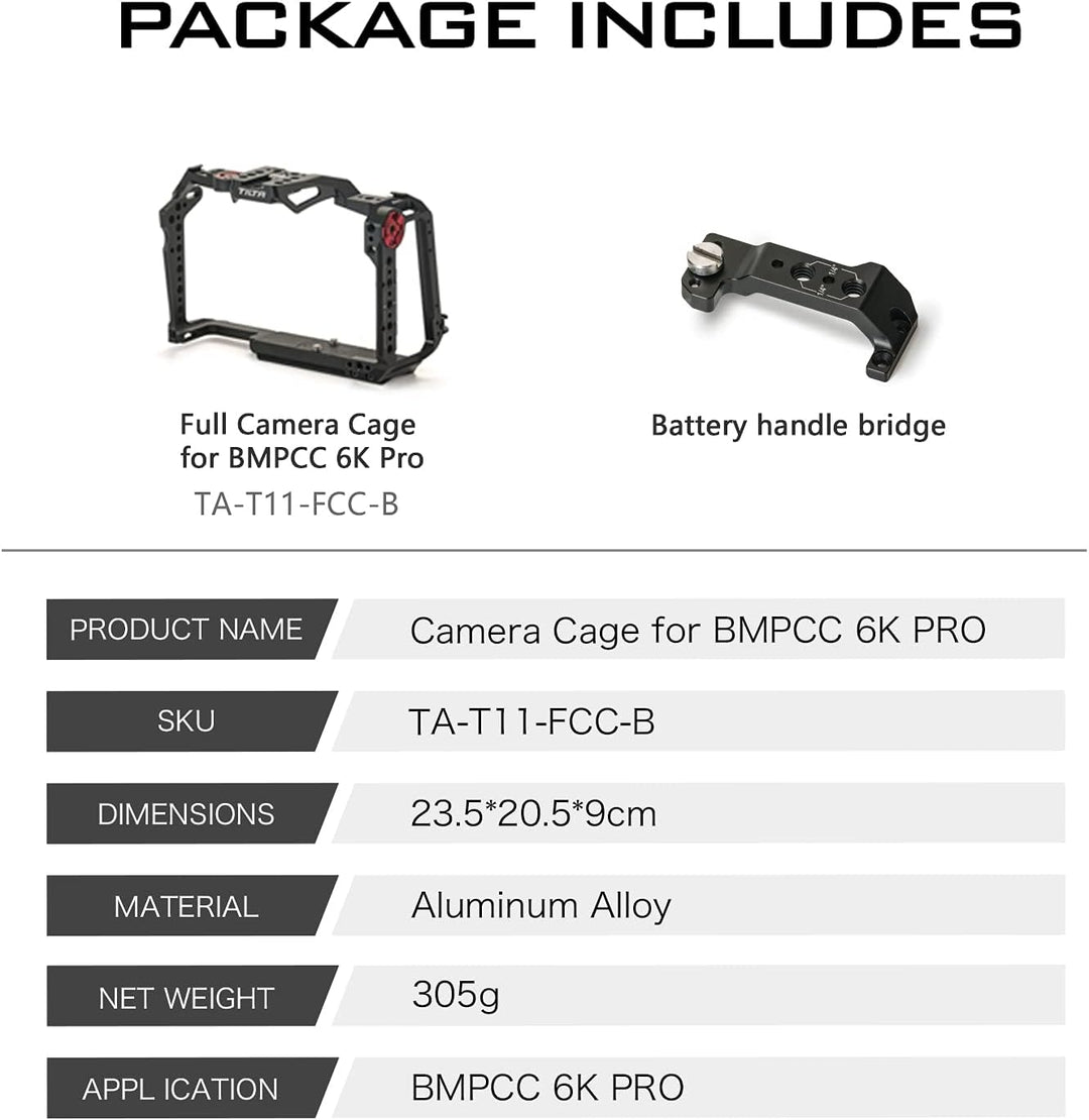 Tilta Vollkamera-Käfig kompatibel mit BMPCC 6K Pro - Schwarz TA-T11-FCC-B, Schwarz