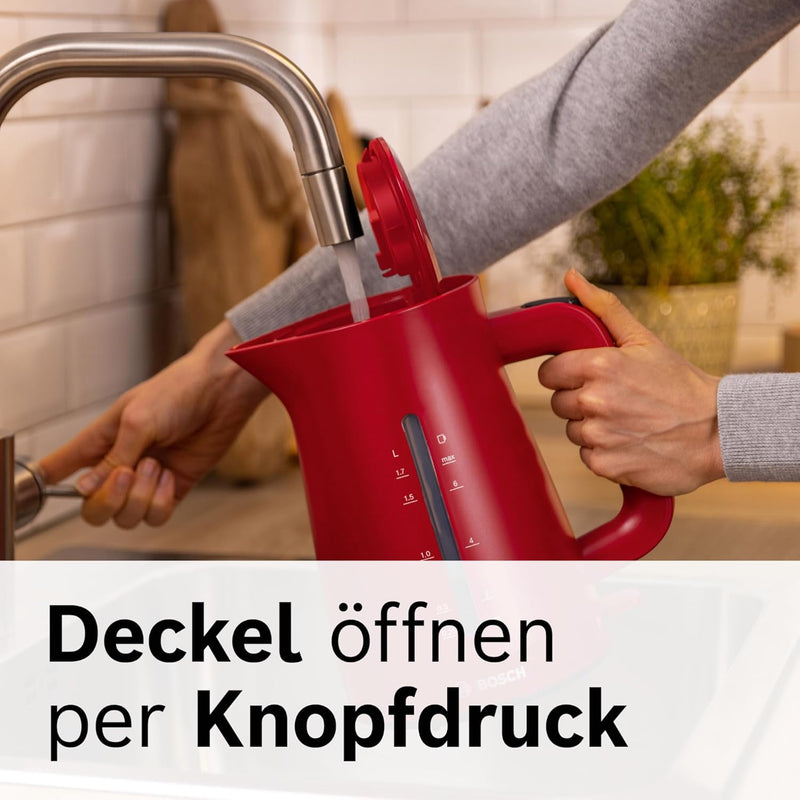 Bosch kabelloser Wasserkocher MyMoment TWK3M124, Abschaltautomatik, Überhitzungsschutz, Tassenanzeig