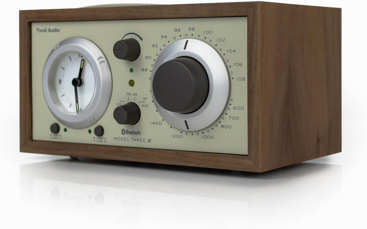 Tivoli Audio Model Three Bluetooth Clock Radio with USB-A &amp; USB-C Charging Ports (Walnut/Beige) Waln