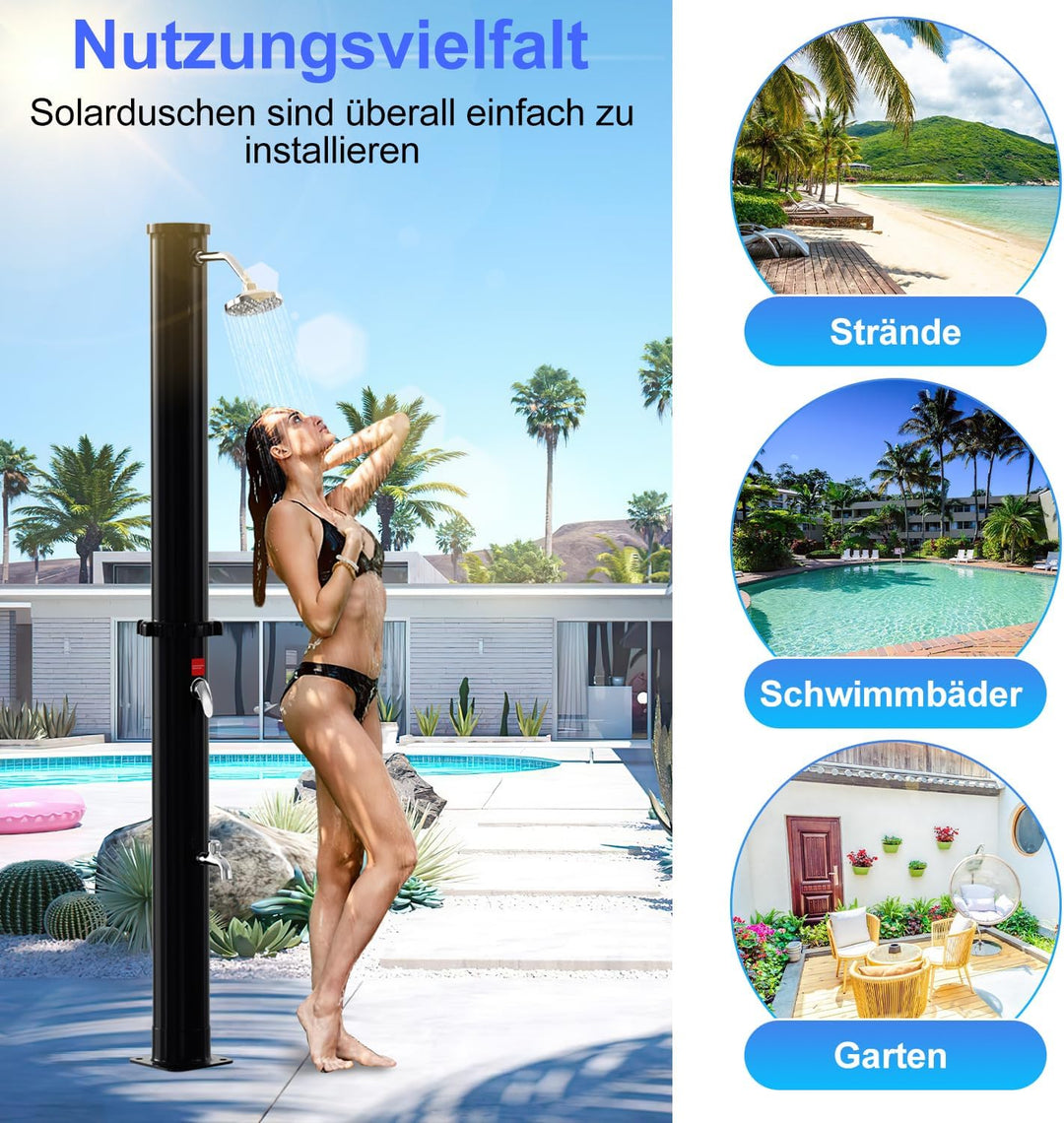 SWANEW solardusche 20 Liter Solar-Gartendusche - energiesparend, schwenkbarer Duschkopf um 180°, int