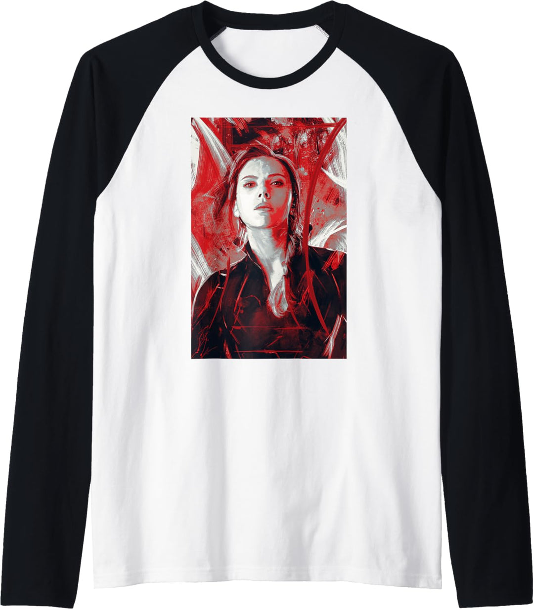 Marvel Avengers Black Widow Red Painted Portrait Raglan