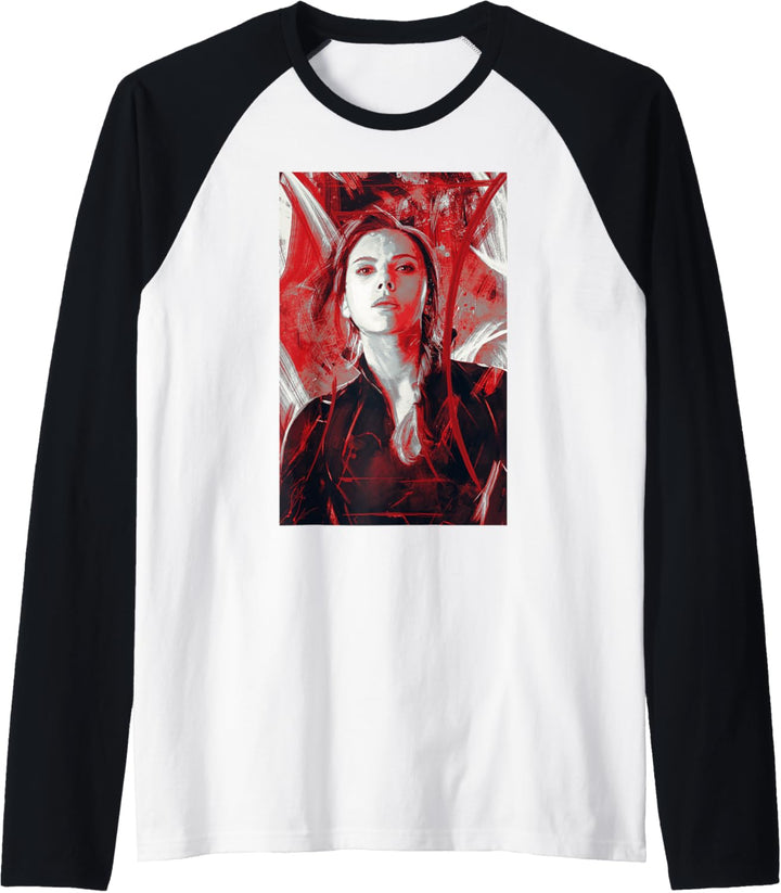 Marvel Avengers Black Widow Red Painted Portrait Raglan