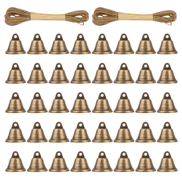40 Stück Glöckchen zum Basteln, Vintage Glöckchen Bronze mit Hanfseil, Vintage Glocken für Windspiel
