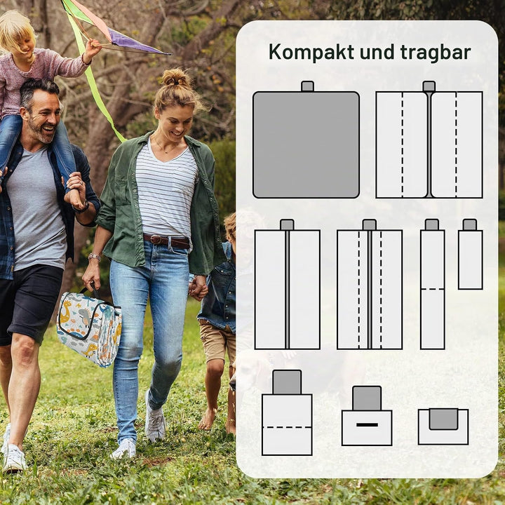 Extra gross Kinder Picknickdecke Wasserdicht 200 * 200cm, Strandmatte Campingdecke Gepolstert Faltba