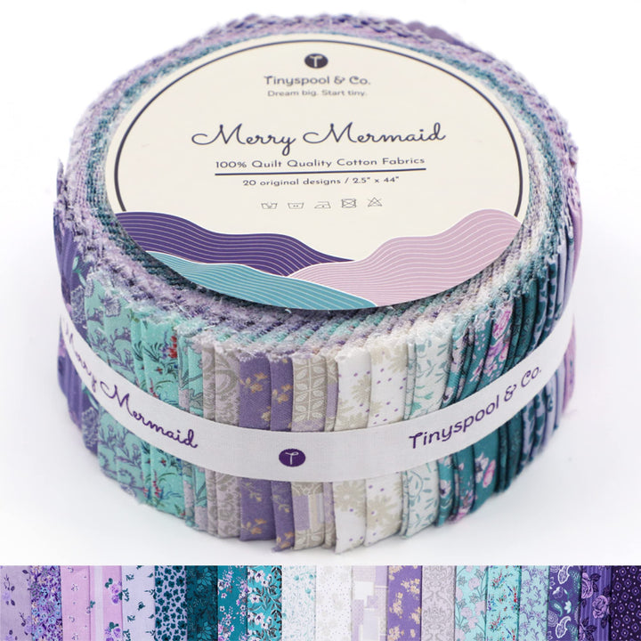 Tinyspool & Co. Jelly Roll Stoffstreifen zum Quilten, Basteln und Nähen, 40 Streifen sortiertes Bünd