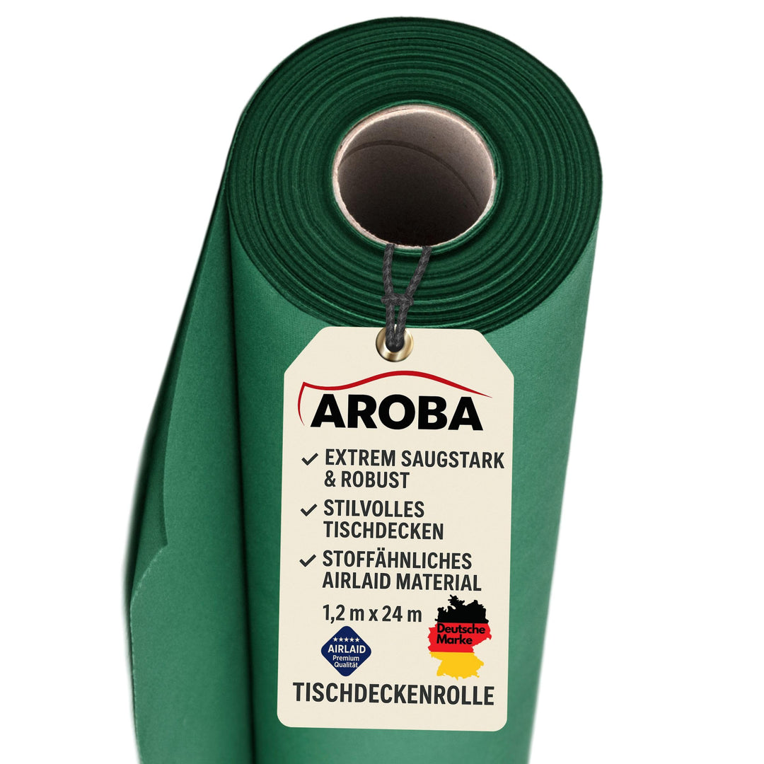 AROBA 1x Airlaid Tischdeckenrolle (Grün, 1,2 m x 24 m) - Stoffähnliche Tischdecke - Hochwertige Tisc