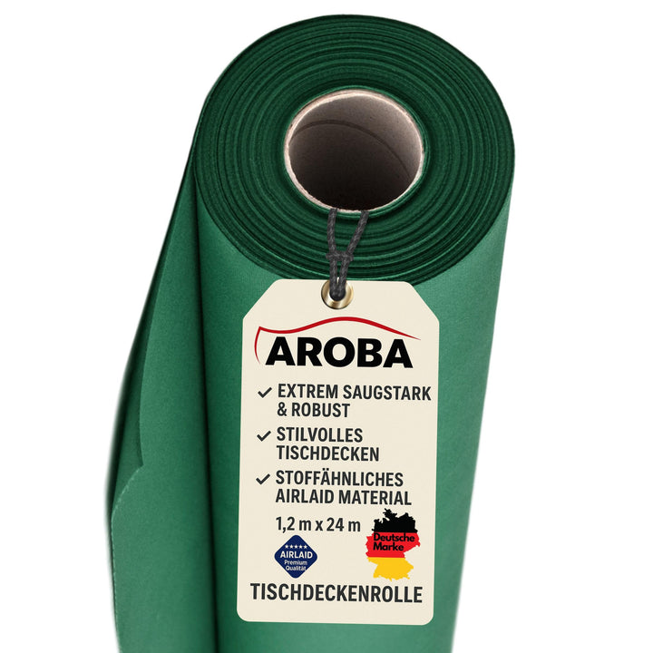 AROBA 1x Airlaid Tischdeckenrolle (Grün, 1,2 m x 24 m) - Stoffähnliche Tischdecke - Hochwertige Tisc