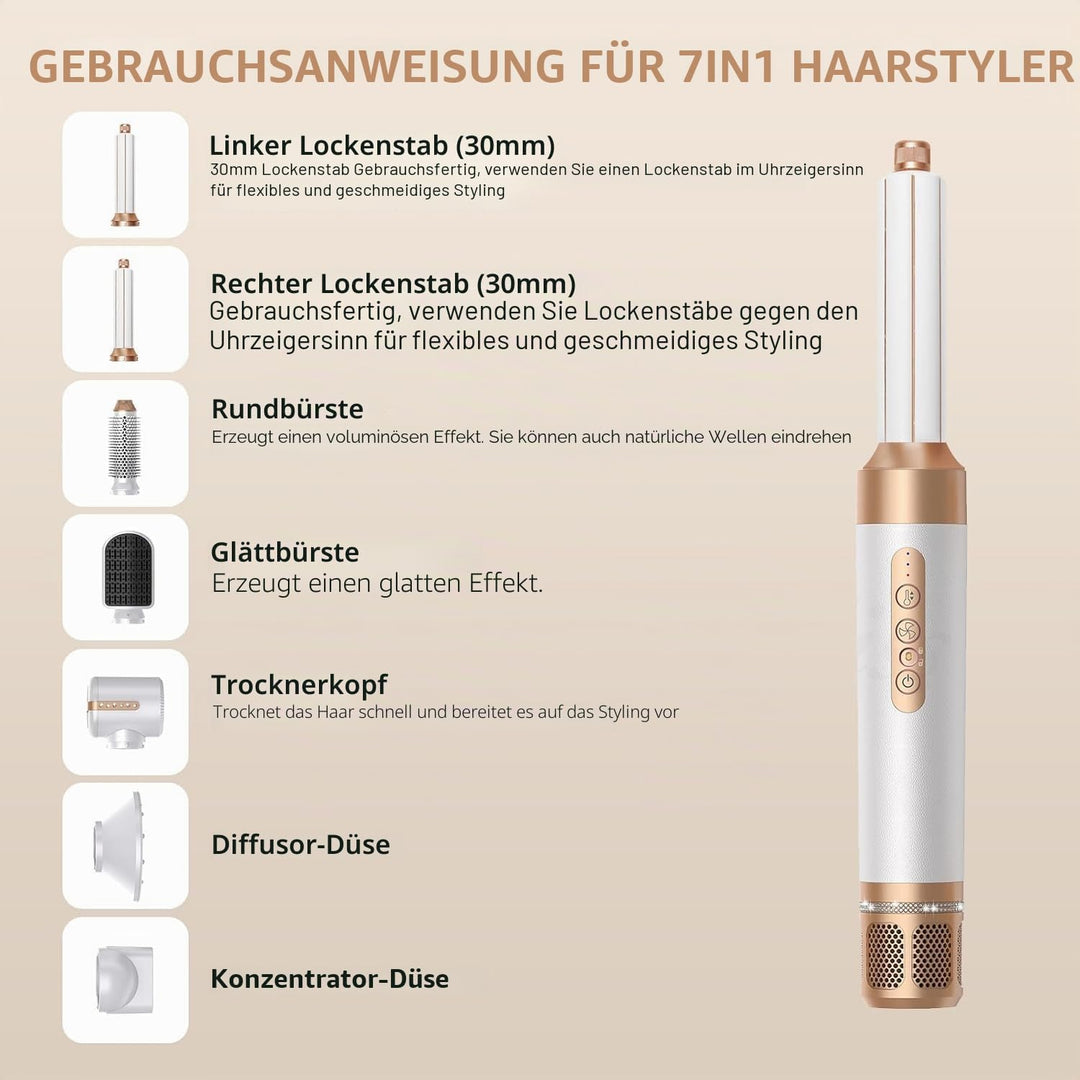 TANSHINE 7 in 1 Hairstyler,110000 RPM High-Speed Ionic Haartrockner für Schnelles Trocknen,Auto Wrap