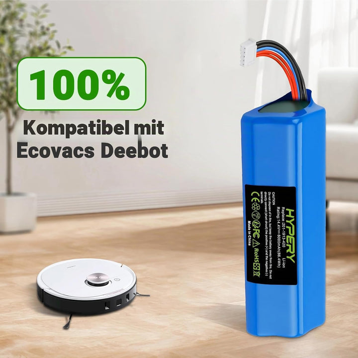 14.4V 6000mAh Ersatz Li-ion Akku für Staubsauger Akku Ecovacs Deebot T8/T8+/T9/T9+, für Deebot Ozmo