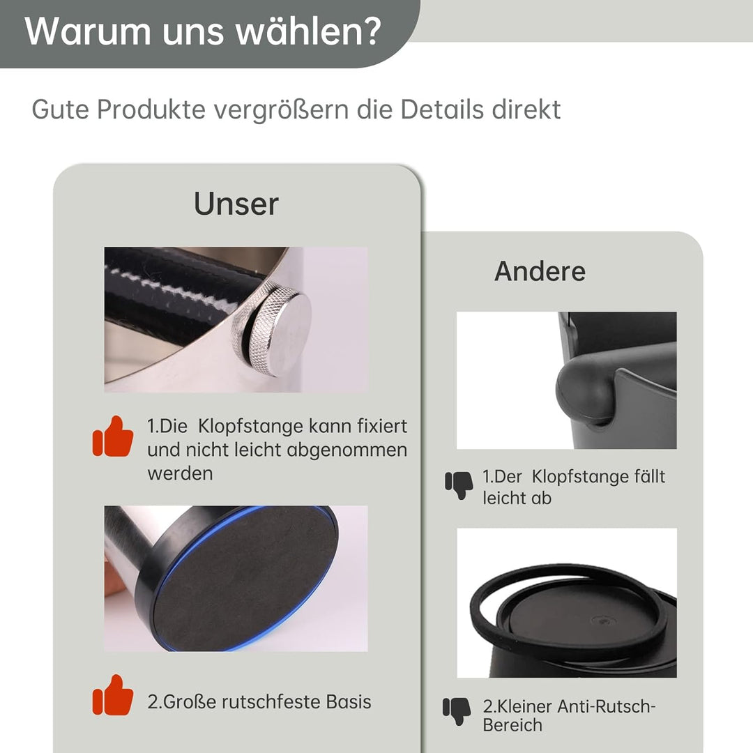 Abklopfbehälter für Siebträger, Edelstahl Kaffeesatz Abschlagbehälter, Kaffee Knock,Kaffeesatz Absch