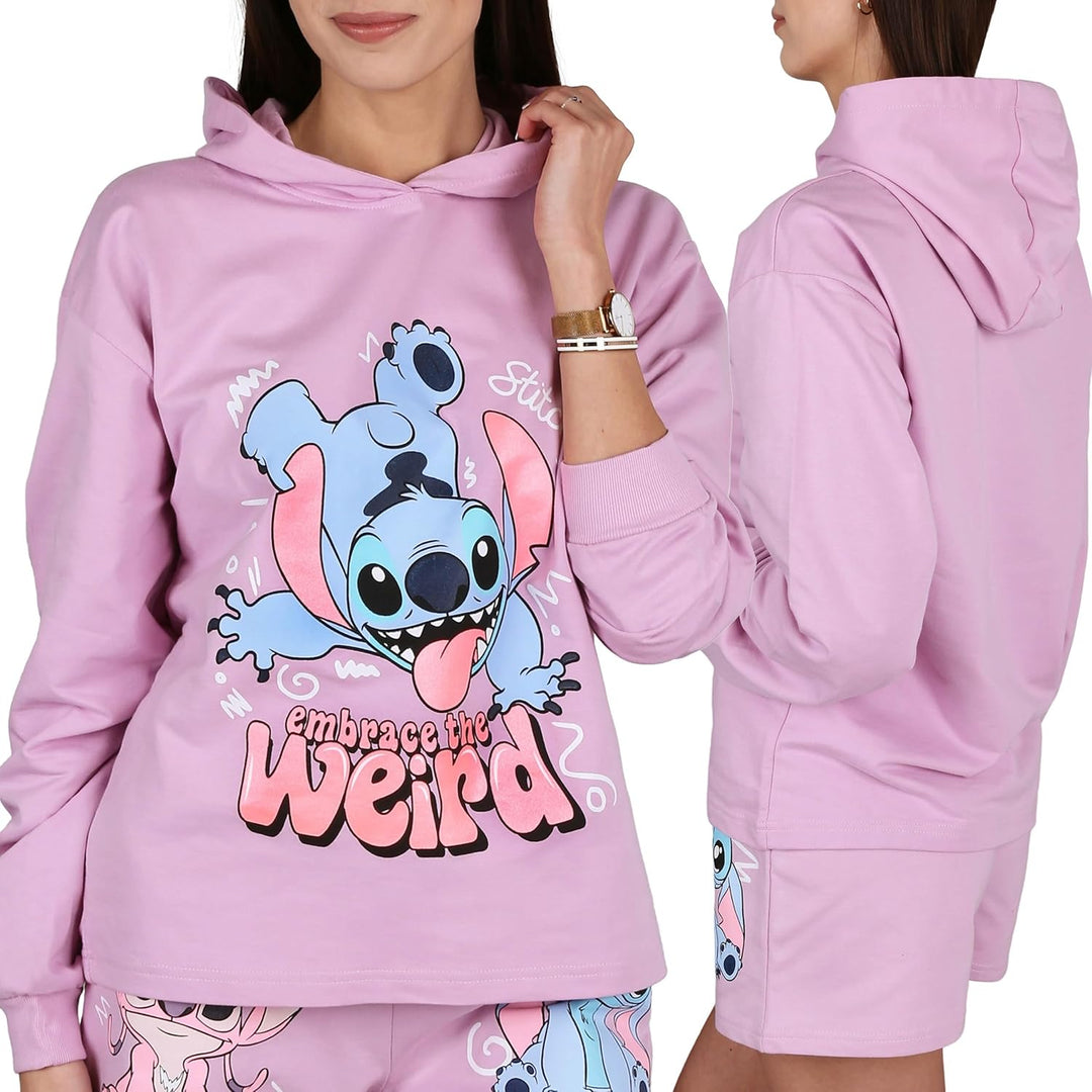 Disney Stitch Sweatshirt mit Kapuze aus Baumwolle für Mädchen, über den Kopf zu ziehen, 100% Baumwol