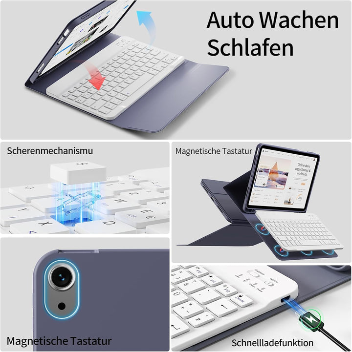 zoyu Hülle mit Tastatur für iPad Air 11 Zoll 2025/2024, für iPad Air 10,9 Zoll 2022/2020 5./4. Gener