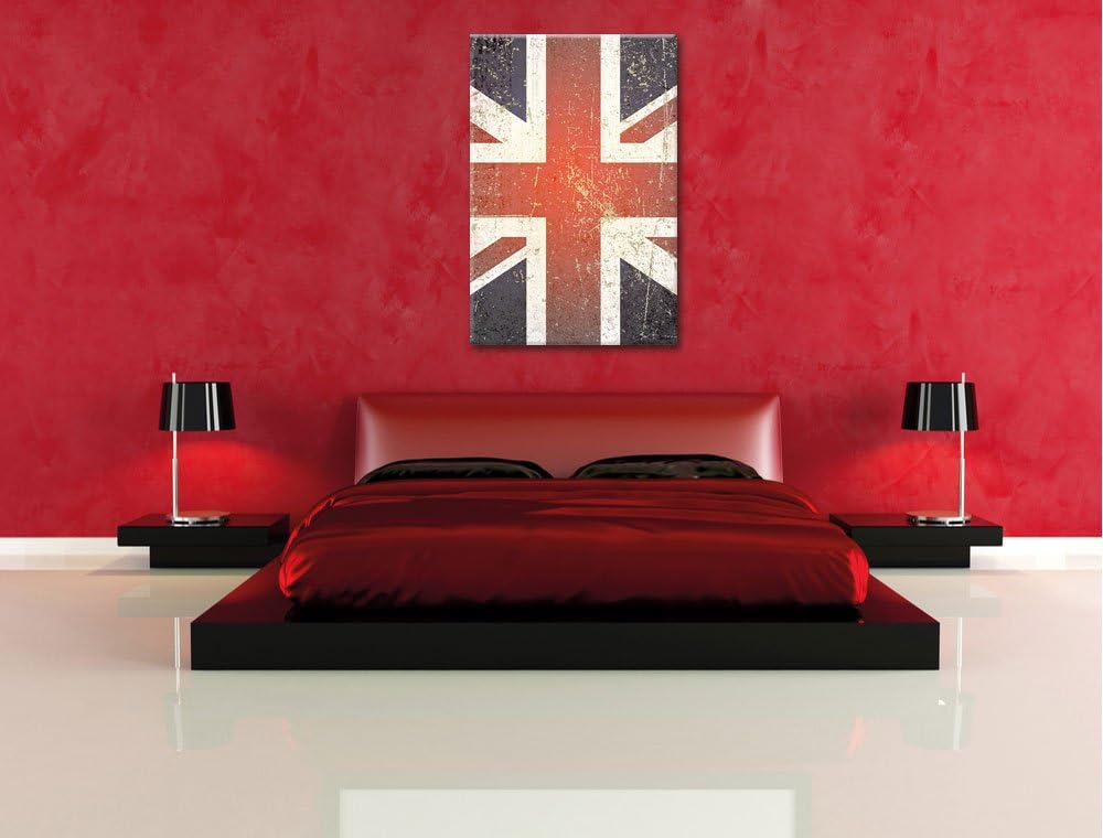 Pixxprint British Union Jack schwarz/weiss, Format: 80x120 auf hochkantiges Leinwand, 80x120