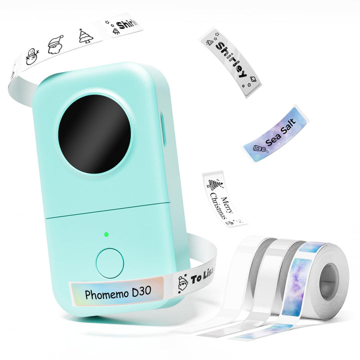 Phomemo D30 Mini Etikettendrucker - Beschriftungsgerät Selbstklebend Bluetooth Etikettiergerät,Label