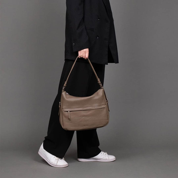 BACCINI Schultertasche ROSA aus Nappa-Leder I Handtasche für Damen I Umhängetasche handgefertigt Tau