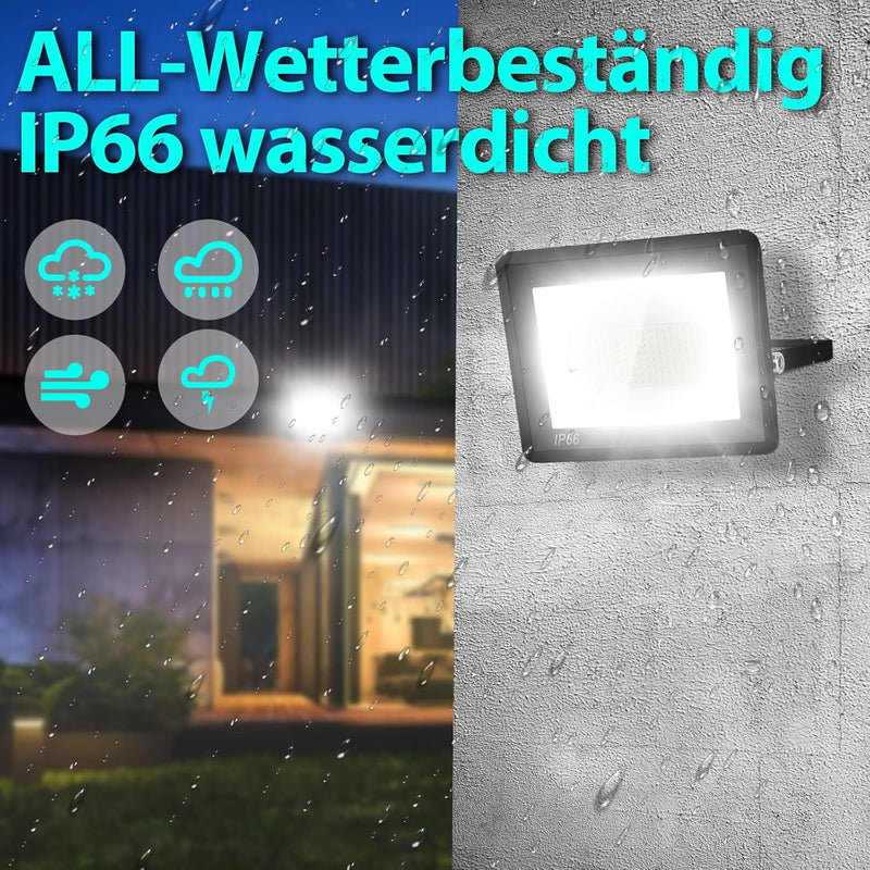 Lospitch 10x50W LED Strahler Aussen, 4250LM LED Fluter 6000K Kaltweiss Superhell Aussenstrahler, IP6