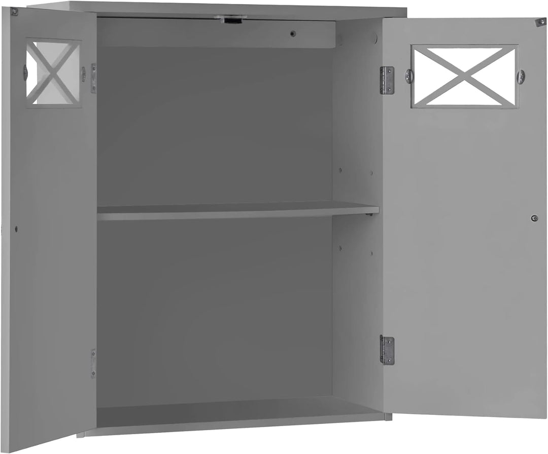 Teamson Home Badezimmer Dawson Wandschrank Mit Zwei Türen Grau EHF-6810G