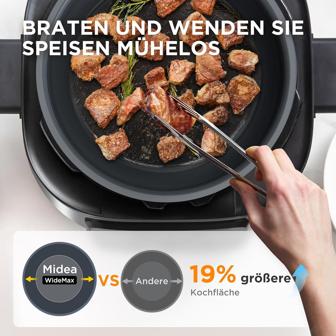 Midea 9-in-1 Multikocher, 6L mit 12 Kochfunktionen Elektrischer Schnellkochtopf (Langsamkochen, Reis