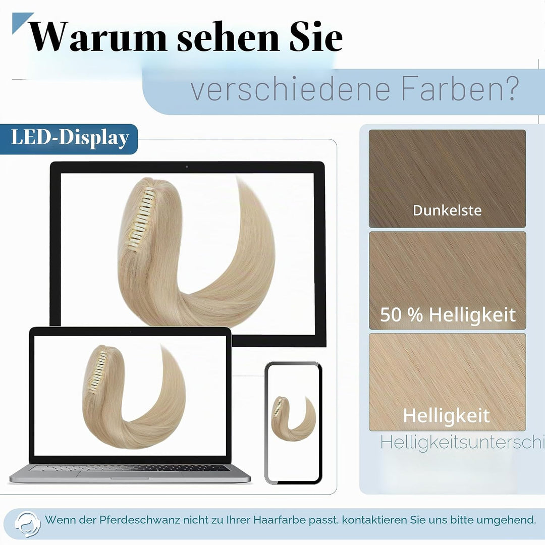 SEGO Ponytail Haarteil Echthaar Zopf Extension mit Klammer Clip in Pferdeschwanz Haarverlängerung 10