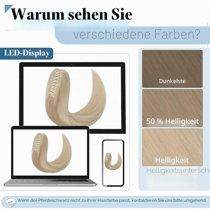 SEGO Ponytail Haarteil Echthaar Zopf Extension mit Klammer Clip in Pferdeschwanz Haarverlängerung 10