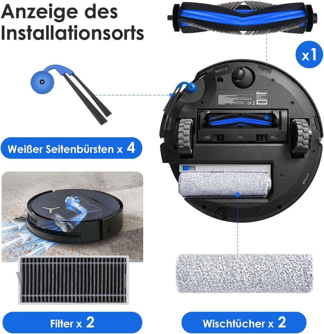 Zubehör für Ecovacs Deebot X9 PRO OMNI, 1*Hauptbürste, 2*Wischwalze, 4*Staubbeutel, 4*Seitenbürsten,