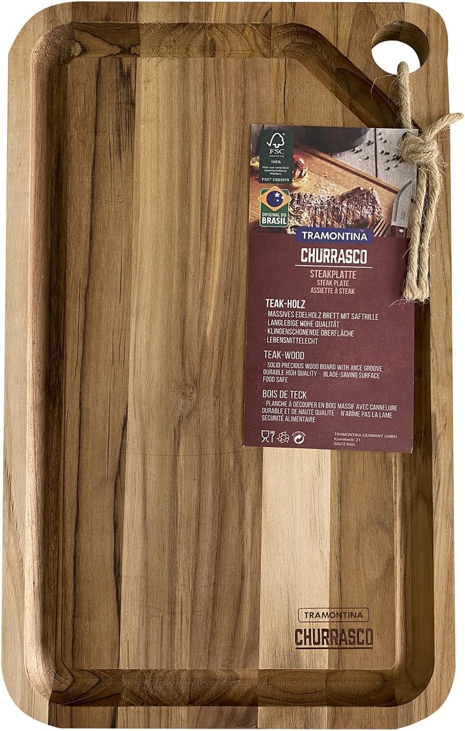 Tramontina Schneidebrett aus Teakholz, 40 x 24 cm, 40