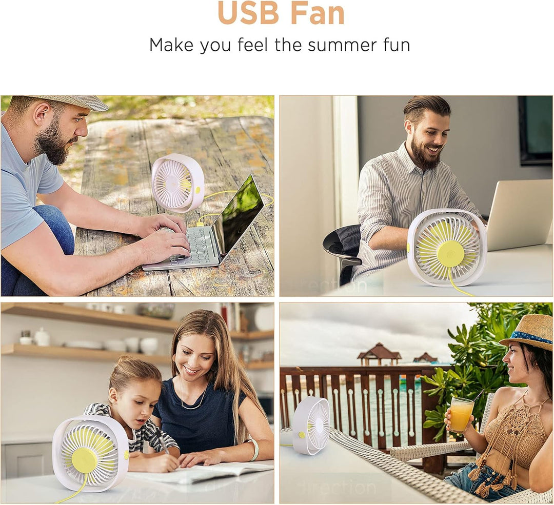 EasyAcc USB Ventilator, Mini Ventilator USB Tischventilator leise Klein 2 Jahre Garantie Starker Exq