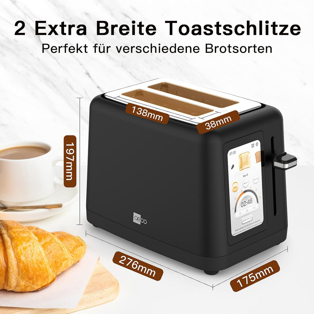 aeco toastlab Elite Toaster 2 Scheiben, Brötchenaufsatz, extra breite Toastschlitze, 6 Bräunungsstuf