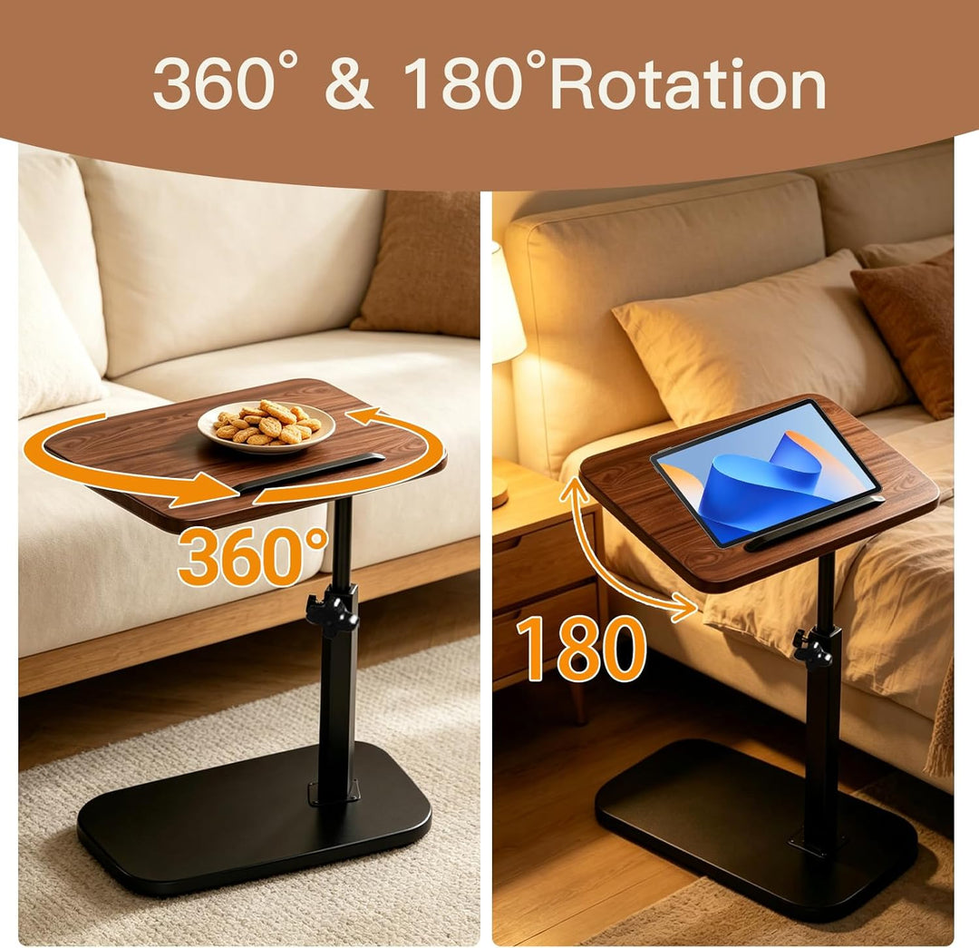 Beistelltisch C Form Höhenverstellbar 45-80 cm, 360° Drehbarer Laptop Tisch für Sofa und Bett, C-Tis