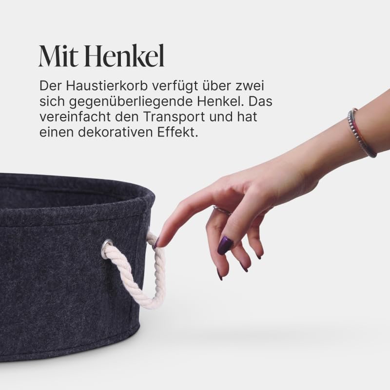 Bestlivings Katzenkorb Ø40cm - inkl. Kissen - Katzenbett Home - Katzenschlafplatz aus Filz rund, Fil