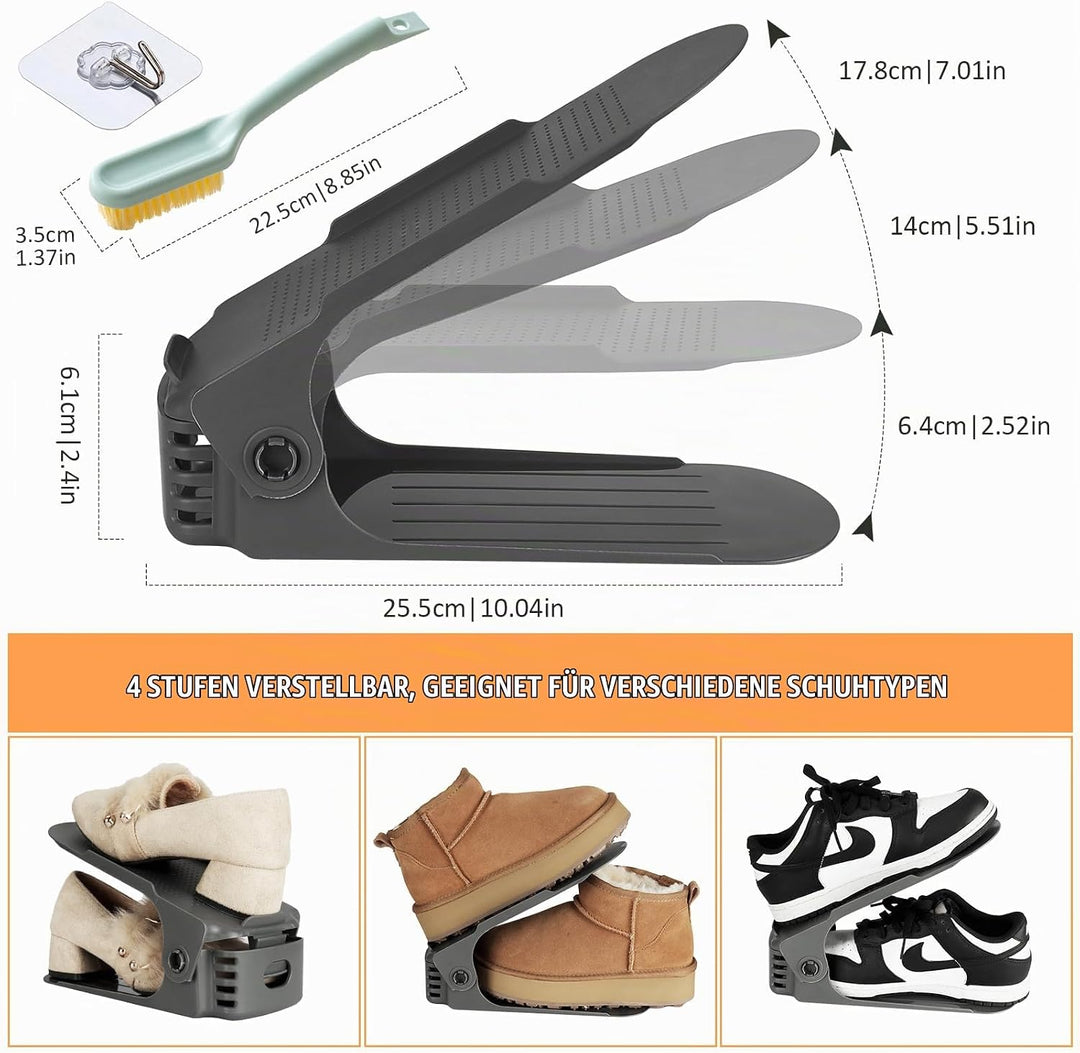 JOYBOY Einstellbare Schuhregale,24 Stück rutschfest Schuhstapler Doppelschicht Schuhhalter Platzspar