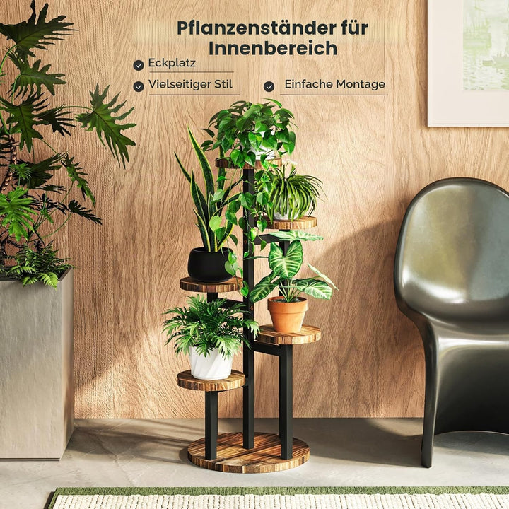 Bamworld Blumenständer Holz Pflanzenständer Pflanzentreppe Pflanzenregal Blumentreppe Outdoor Wetter
