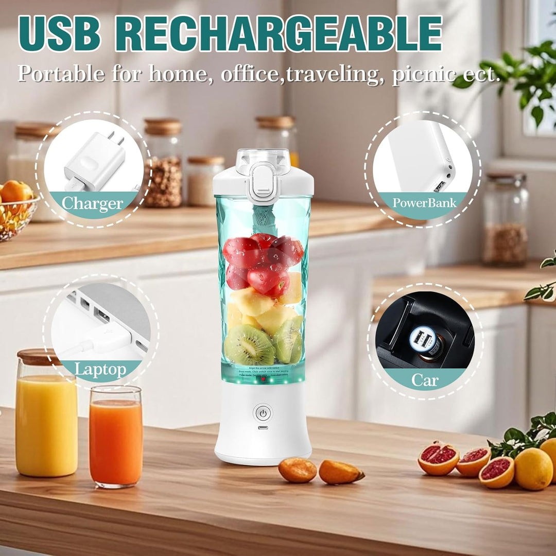 Idota Tragbarer Mixer 600ml Smoothie Maker to Go, Tragbarer Entsafter mit 6 Klinge und USB Wiederauf