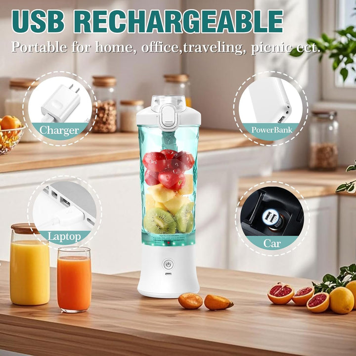 Idota Tragbarer Mixer 600ml Smoothie Maker to Go, Tragbarer Entsafter mit 6 Klinge und USB Wiederauf